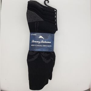 Tommy Bahama Mens 6 Pairs Casual Crew Socks Black
